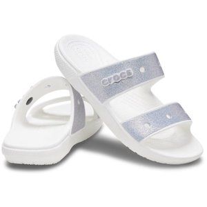 NEW CROCS Sizes 7, 8, 9, Womens Classic Glitter Sandal Slides,Silver White Multi
